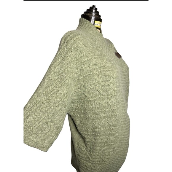 Fenn Wright Manson Women’s Green Angora Rabbit Hair Shawl Sweater Buckle Winter - Picture 3 of 8